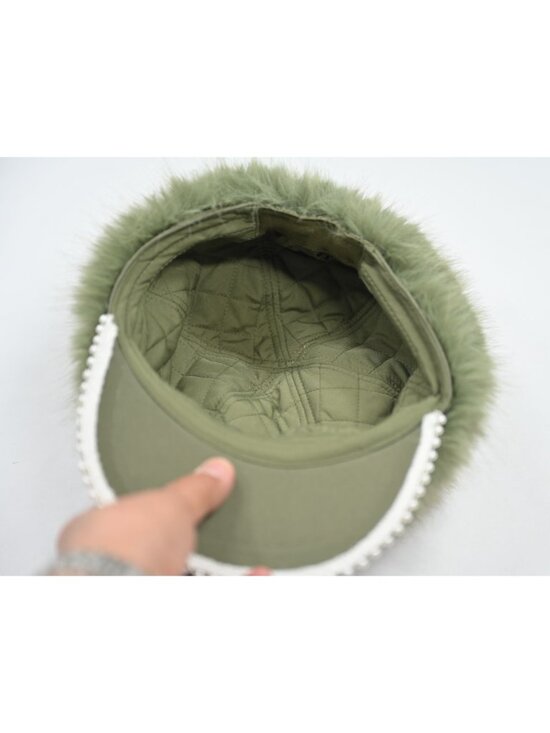 Lovett Faux Fur Snowball Baseball Cap in Green
